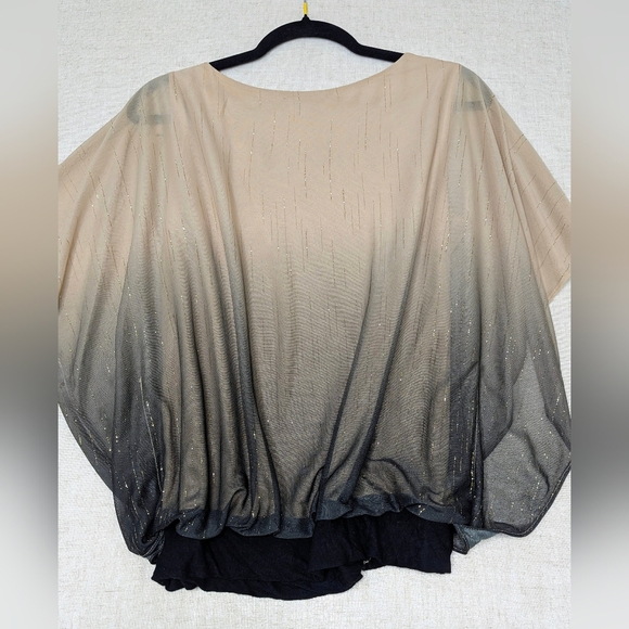 Sara Michelle Tan Black Ombré Blouse Gold Metallic Shimmer M - Picture 11 of 12